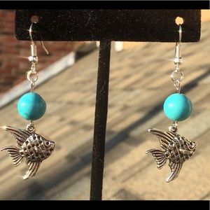 Turquoise Magnesite Angelfish Earrings